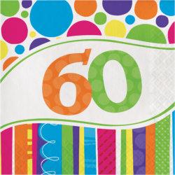 60. Geburtstag bunte Streifen und Punkte