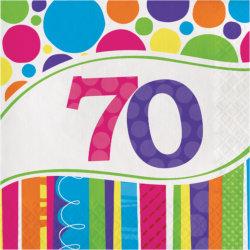 70. Geburtstag bunte Streifen und Punkte